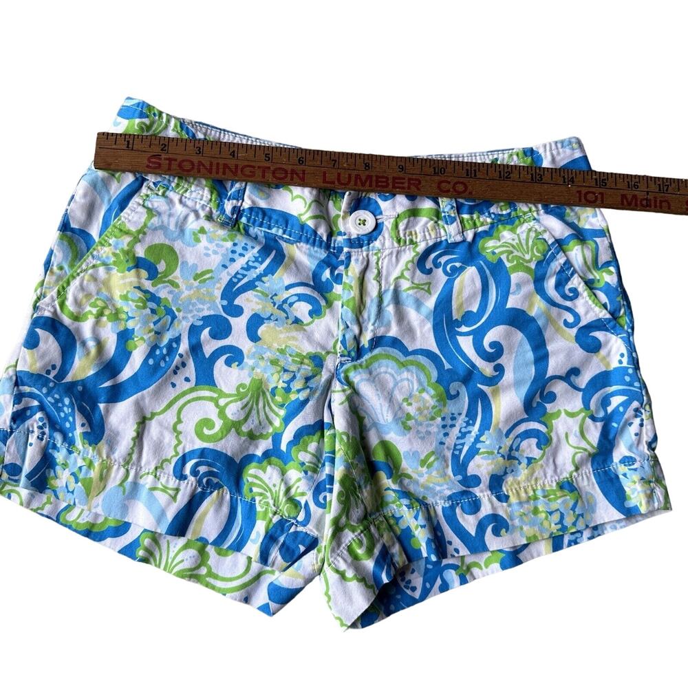 Lilly Pulitzer Callahan Shorts Womens 2 Crystal Coast Blue Resort White Preppy - Picture 3 of 8